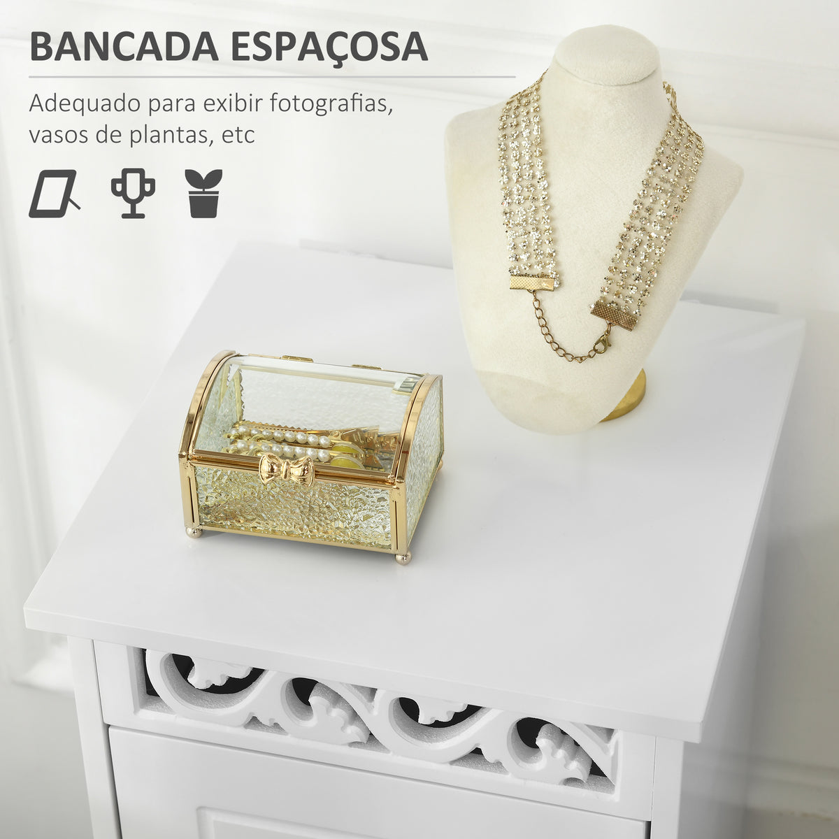 Armário Auxiliar Casa de Banho com 3 Gavetas Armário Multifuncional Móvel de Armazenamento para Casa de Banho Cozinha Dormitório 29,8x29,8x68,5 cm Branco — foto 5