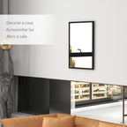 Espelho de Parede Decorativo 50x70 cm Espelho Retangular Espelho de Casa de Banho com 4 Ganchos Metálicos Estilo Moderno para Sala Quarto Entrada Preto — foto 4