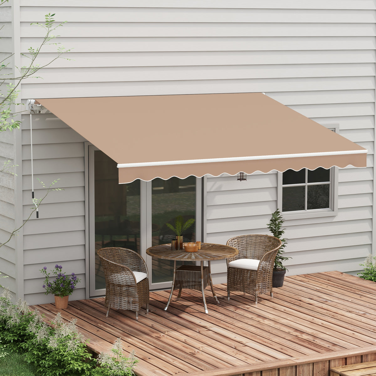 Toldo Manual Retrátil 350x250 cm Toldo para Varanda com Manivela de Metal Impermeável e Anti-UV Toldo Enrolável de Exterior para Jardim Terraço Janelas Marróm — foto 2