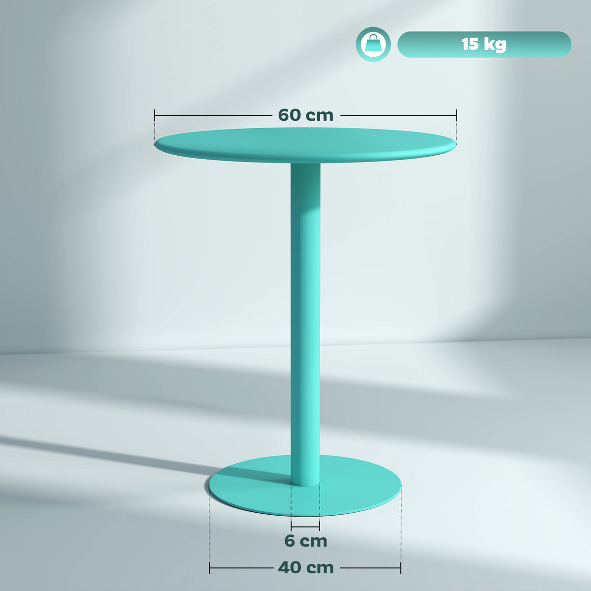 Mesa de Refeição Redonda para 2 Pessoas Mesa de Cozinha de Aço para Interior e Exterior Ø60x72 cm Verde — foto 3