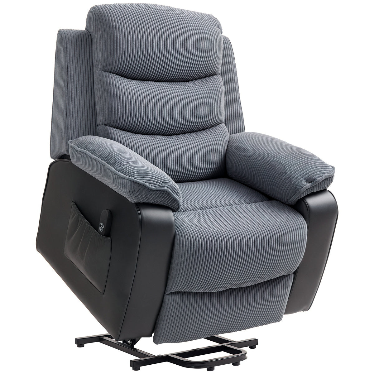 Poltrona Relax Reclinável Poltrona Levanta Pessoas com Controlo Remoto Apoio para os Pés Bolsos Laterais Poltrona Elevatória para Dormitório 96x96x108 cm Cinza Escuro — foto 1