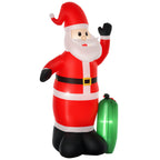 Pai Natal Insuflável com Saco de Presentes 3 Luzes LED IP44 e Inflador Elétrico Decoração de Natal para Interiores e Exteriores 148x85x240cm Vermelho e Verde — foto 1