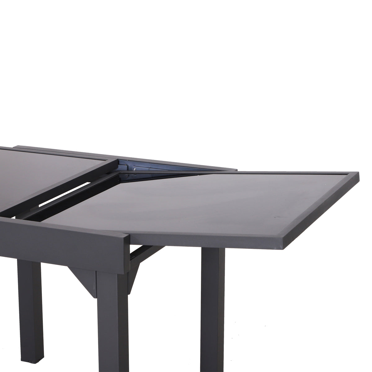 Mesa de Jardim Extensível Mesa de Jantar Retangular com Bancada de Vidro Temperado Carga 50 kg para Varanda Pátio Exterior 160x80x75 cm Preto — foto 4