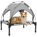 awHut Cama para Cães Elevada com Toldo Cama para Cães Médios com Estrutura de Aço e Bolsa de Transporte para Interior e Exterior 76x61x69,5 cm Cinzento Claro — foto 1