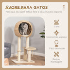 Árvore arranhador para gatos Torre de escalada com plataformas caverna corda de brincar poste de sisal 48x40x100 cm Bege — foto 4