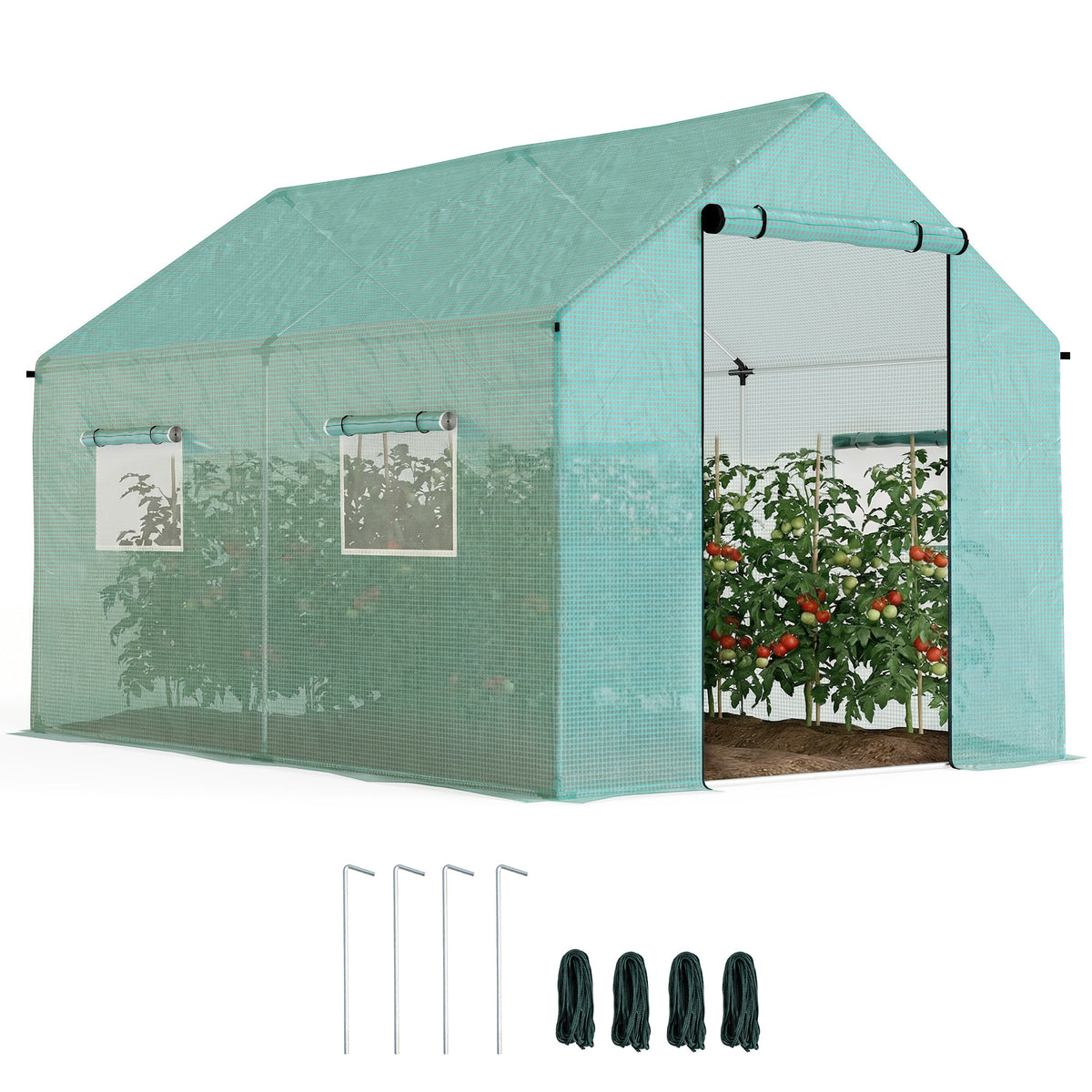 Estufa tipo Túnel 2x3x2 m Estufa de Exterior com 4 Janelas de Malha e Porta com Fecho de Correr Estufa para Cultivos Anti UV para Pátio Jardim Verde — foto 1