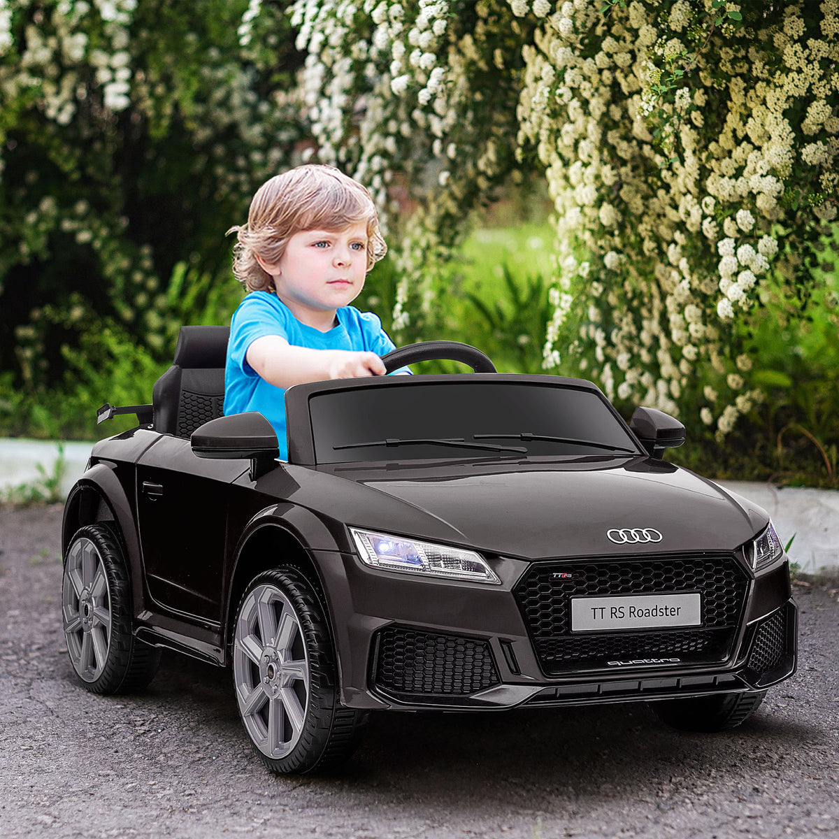 Carro Elétrico Audi TT para Crianças acima de 3 Anos com Controlo Remoto Música e Luzes Bateria 12V Abertura da Porta 102x60x44 cm Preto — foto 2