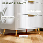 Cómoda com 4 Gavetas Cómoda de Dormitório Moderna com Desenho Ondulado Anti-Tombo Cómoda para Sala de Estar Corredor 60x40x90 cm Branco — foto 5