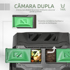 Compostor de Tambor Giratório com Capacidade 160L de Dupla Câmera e Ventilação Estrutura de Aço para Resíduos Orgânicos de Jardim 71x64x92cm Preto e Verde — foto 4
