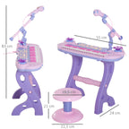 Órgão Electrónico Piano Infantil com Microfone Banquinho Luzes e 22 Canções cor Rosa — foto 3