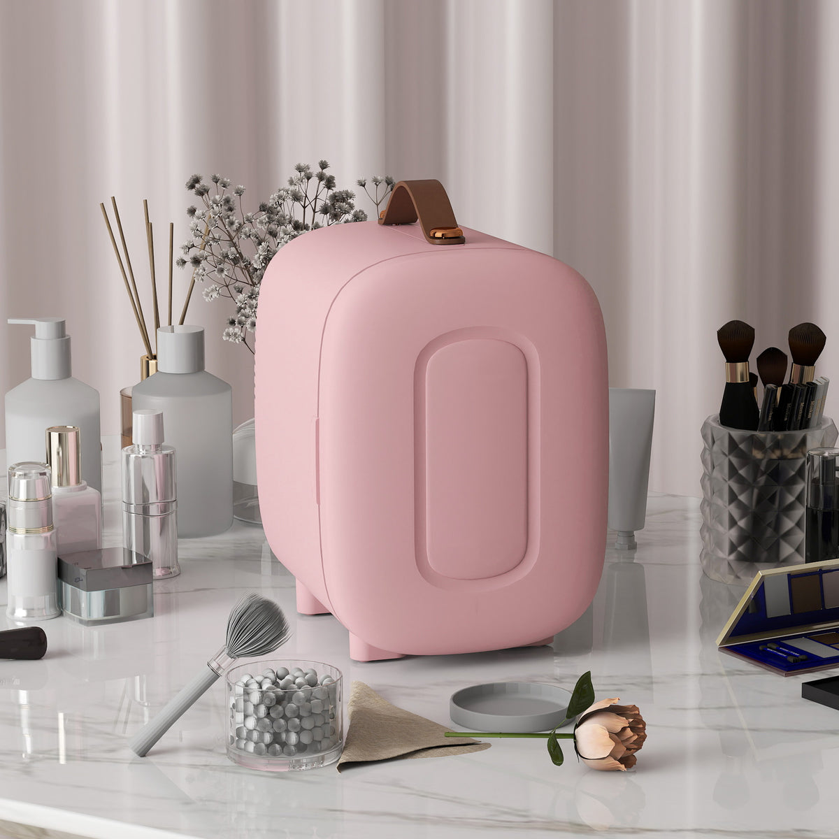 Frigorífico de Cosméticos 4L Frigorífico Pequeno 9V/240V para Arrefecer e Aquecer Mini Frigorífico para Beleza Maquilhagem Bebidas 20,3x26,3x28 cm Rosa — foto 2