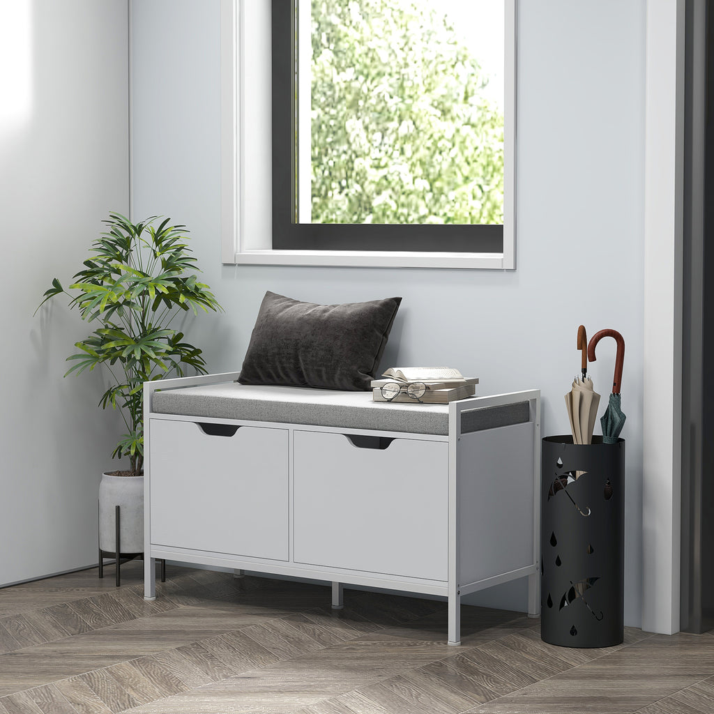 Banco Sapateira com Assento com Almofada Amovível para 4 Pares de Sapatos Banco Sapateira para Entrada Corredor Sala de Estar 84x35x50 cm Branco — foto 2