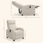 Poltrona de Massagem Poltrona Relax Reclinável com 2 Zonas de Massagem 8 Programas 5 Níveis de Intensidade e Controlo Remoto Estofada em PU 68x88x98 cm Creme — foto 3
