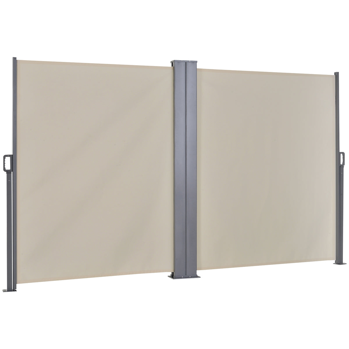 Toldo Lateral Retrátil 600x160cm Toldo de Privacidade Extensível com Ângulo Ajustável e Proteção UV+50 para Jardim Balção Terraço Bege — foto 1