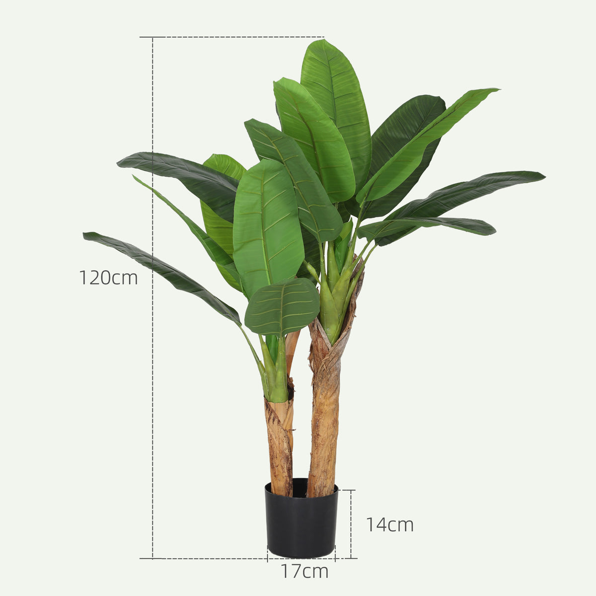 Planta Artificial Ø17x120 cm Bananeira Atificial com Vaso e 15 Folhas Planta Artificial Decorativa para Interior Verde — foto 3