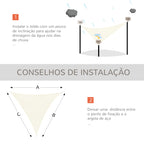 Vela de Sombra Triangular 3x3x3 m Toldo Vela de HDPE com Proteção UV Aneis em Forma de D e Cordas para Jardim Pátio Piscina Bege — foto 7