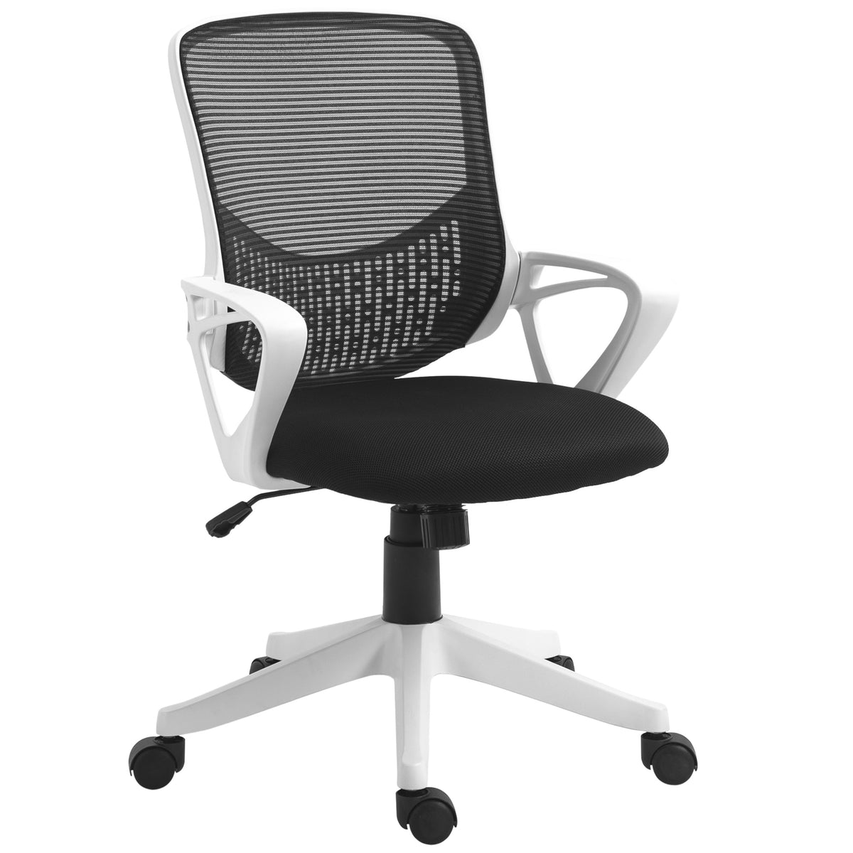 Cadeira de Escritório Giratória 360° Cadeira de Escritório Ergonómica com Altura Ajustável Apoio para os Braços Suporte lombar e Encosto de Malha Transpirável 65x65x93-103cm Preto — foto 1