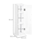 Armário de Casa de Banho Estreito Móvel de Casa de Banho com Orifício para Papel Higiénico e Prateleiras Estilo Moderno para Espaços Pequenos 19,5x19,5x65 cm Branco — foto 3