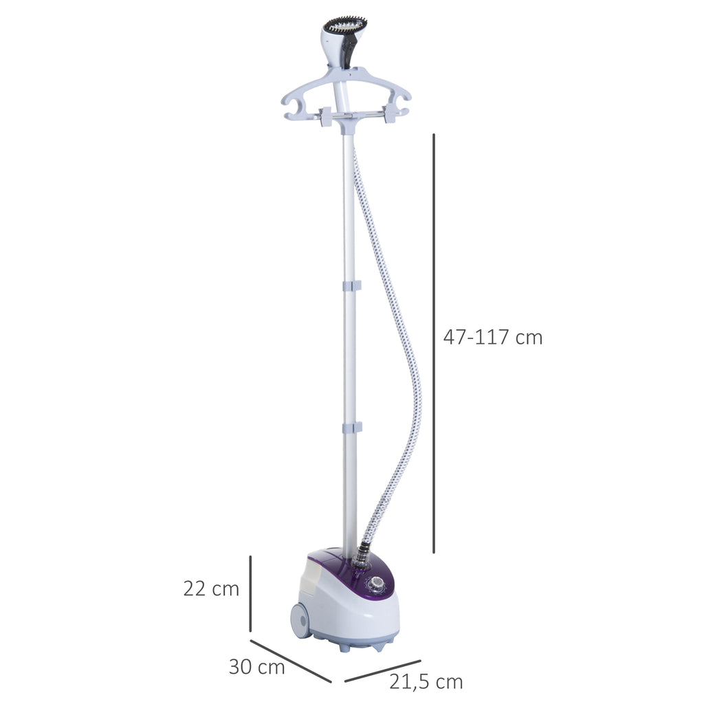 Ferro de Engomar a Vapor com Depósito de 1,8L e Temperatura Ajustável em 11 Níveis Ferro de Engomar a Vapor Vertical 21,5x30x150 cm Branco e Roxo — foto 3