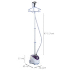 Ferro de Engomar a Vapor com Depósito de 1,8L e Temperatura Ajustável em 11 Níveis Ferro de Engomar a Vapor Vertical 21,5x30x150 cm Branco e Roxo — foto 3