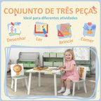Mesa e Cadeiras para Crianças de 3 Peças Mesa Infantil com 2 Cadeiras em Madeira Conjunto de Móveis com Desenhos de Leões para Crianças Acima de 3 Anos para Quarto Sala de Jogos Verde — foto 4