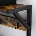 Móvel Cabide de Entrada com 3 Prateleiras 9 Ganchos Armário de Entrada com Cabides de Estilo Industrial 84x34,5x180cm Marrom e Preto — foto 8