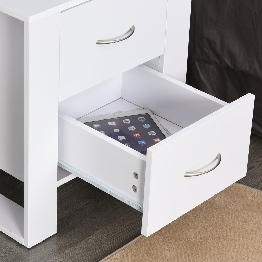 Mesa de Cabeceira com 2 Gavetas Pés e Base Elevada para Dormitório Mesa Lateral para Sala de Estar Estilo Moderno 48x39x54cm Branco — foto 7