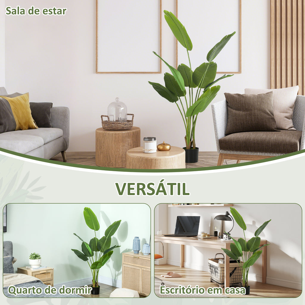 Planta Artificial Decorativa 160 cm Bananeira Artificial com Vaso e Folhas para Interior Casa Sala de Estar Escritório Verde — foto 5