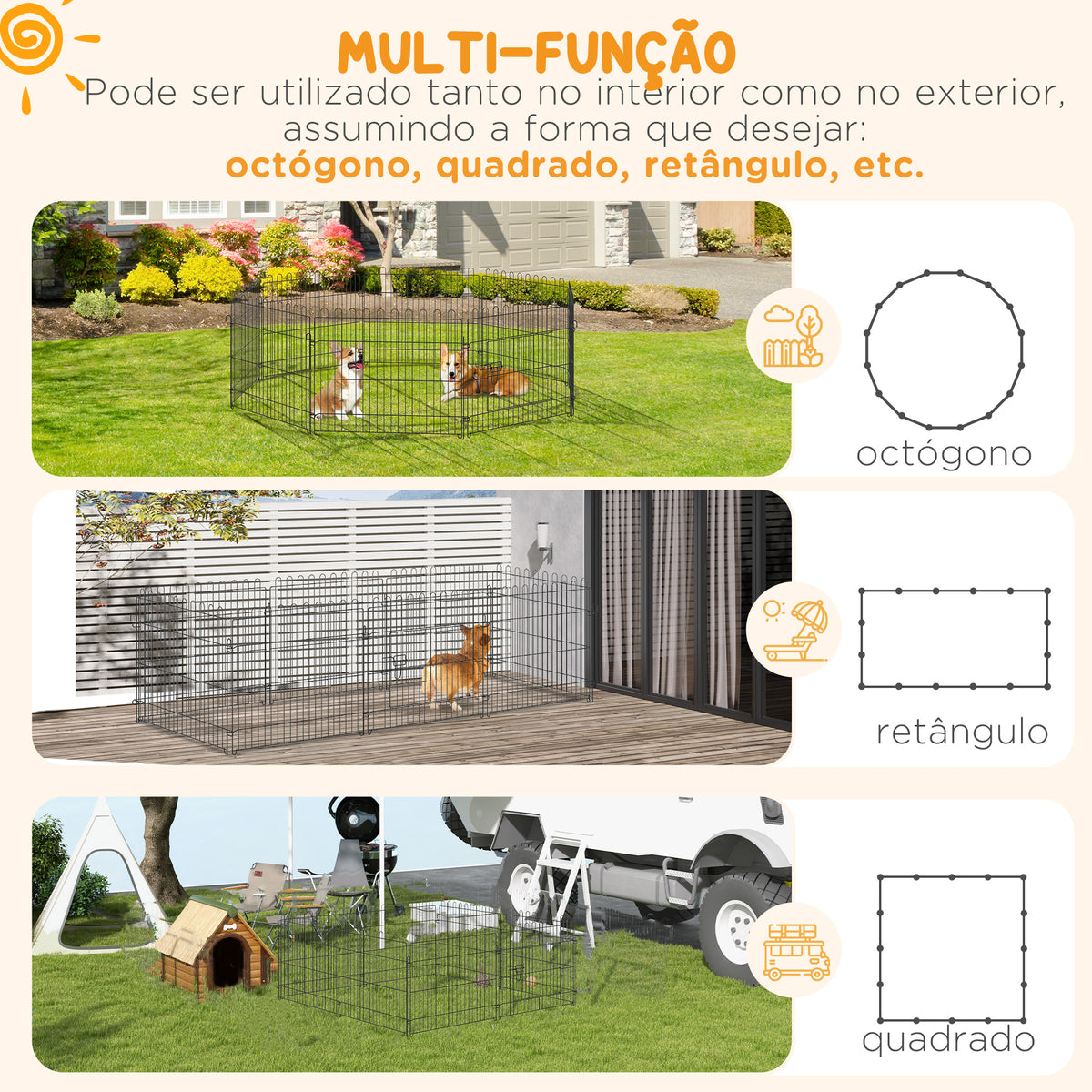 Parque para Animais de Estimação com 8 Paineis 71x61cm Dobrável Cerca para Animais de Estimação com Porta com Trava para Jardim Pátio Exterior Preto — foto 4