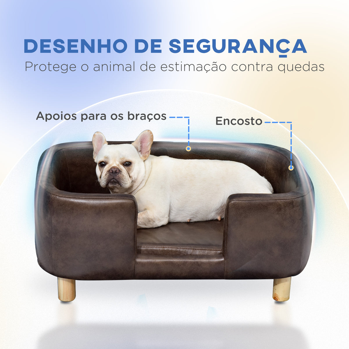 Sofá para Animais de Estimação Sofá para Cães Pequenos e Médios com Assento Acolchoado 74x48,5x31 cm Marrom — foto 5