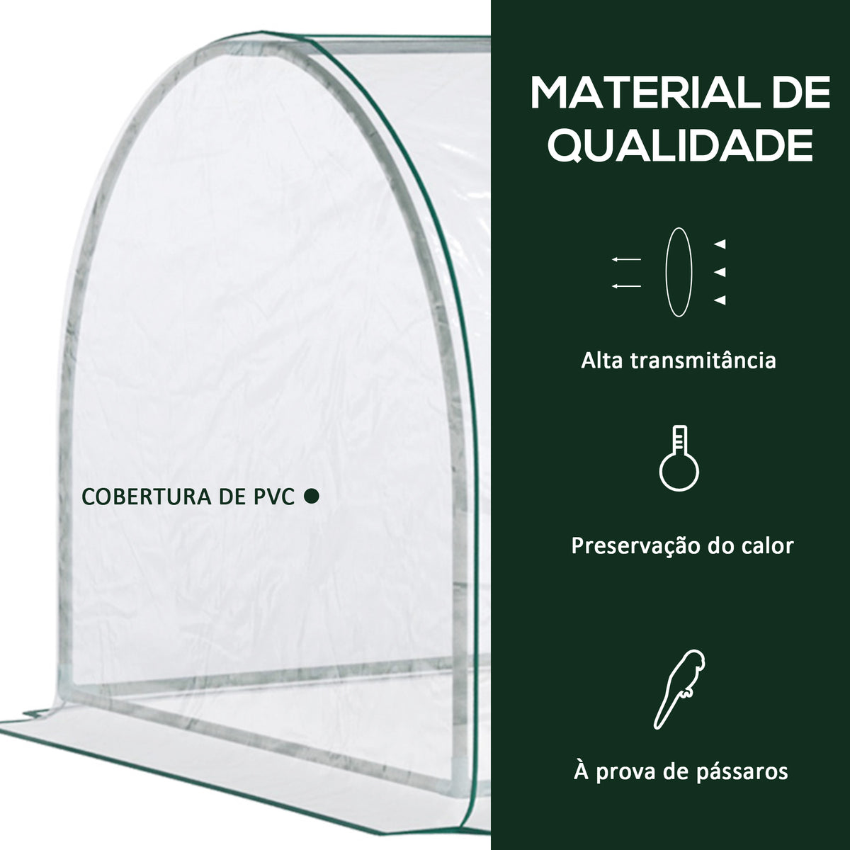 Estufa 250x100x80cm para Jardim Terraço Cultivo de Plantas Estufa com Estrutura de Aço Cobertura PVC Transparente — foto 4