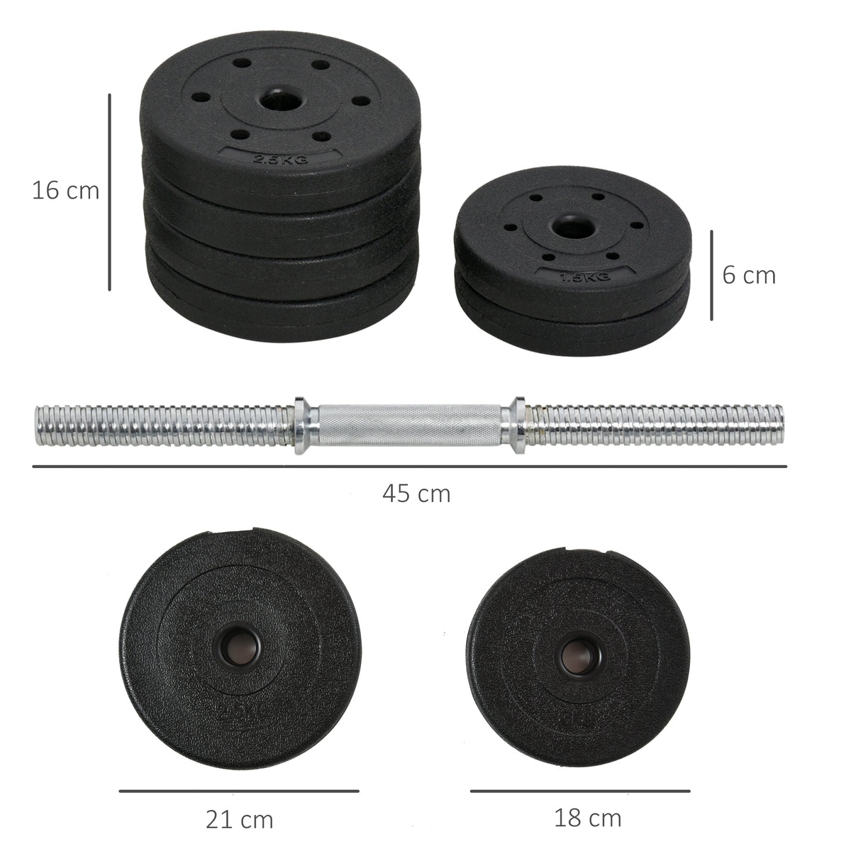 Conjunto de Halteres Ajustáveis 30kg com Barra de Conexão de Aço e Discos Desmontáveis Conjunto de Pesos para Treinamento em Casa Academia Escritório Preto — foto 3