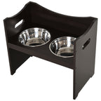 Comedouro para Cães Elevado Comedouro para Cães com 2 Tigelas de Aço Inoxidável e Altura Ajustável 54x31,5x47 cm Marrom — foto 8