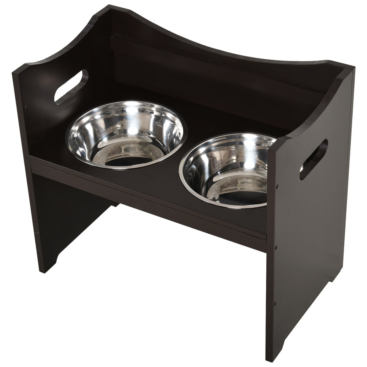 Comedouro para Cães Elevado Comedouro para Cães com 2 Tigelas de Aço Inoxidável e Altura Ajustável 54x31,5x47 cm Marrom — foto 8