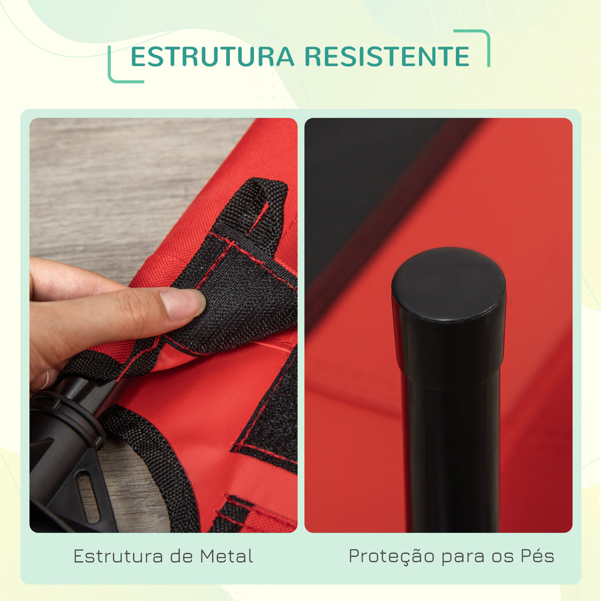 Cama para Animais de Estimação Cama Elevada para Cães Gatos Portátil Tecido Transpirável para Exterior Interior 76x61x18cm Vermelho — foto 4