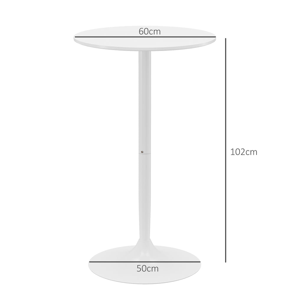 Mesa de Bar Redonda Mesa Alta de Cozinha Moderna com Bancada Pintada e Estrutura de Aço para 2 Pessoas para Casa Sala de Jantar Ø60x102 cm Branco — foto 3