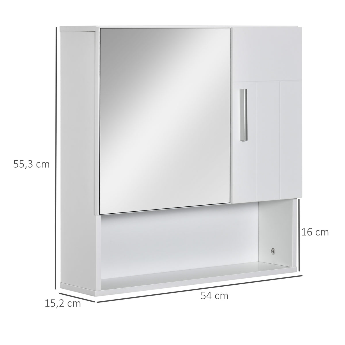 Armário Casa de Banho com Espelho Móvel Suspenso de Casa de Banho com 2 Portas e 2 Prateleiras Interiores Ajustáveis 54x15,2x55,3cm Branco — foto 3