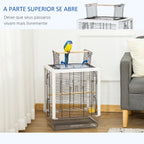 Gaiola para Passáros Gaiola com Teto com Abertura 2 Comedouros 2 Poleiros Bandeja Removível Acrílica e Alça de Transporte para Periquitos Canario 47x35x57,5cm Branco e Preto — foto 4