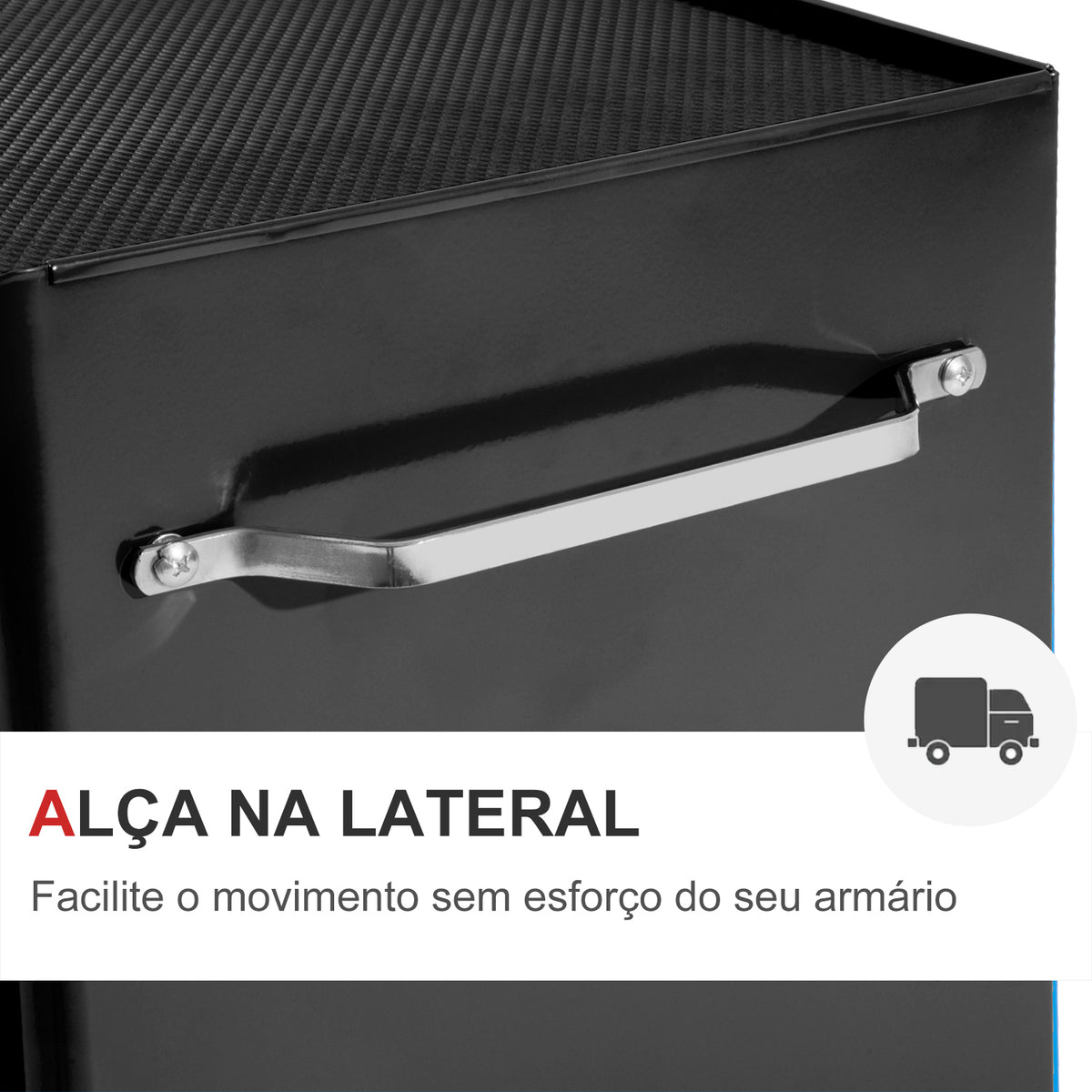 Carrinho de Ferramentas para Oficina com Rodas e 5 Gavetas Carrinho de Ferramentas com Fechadura e Alça Lateral 61,5x33x85 cm Preto — foto 4