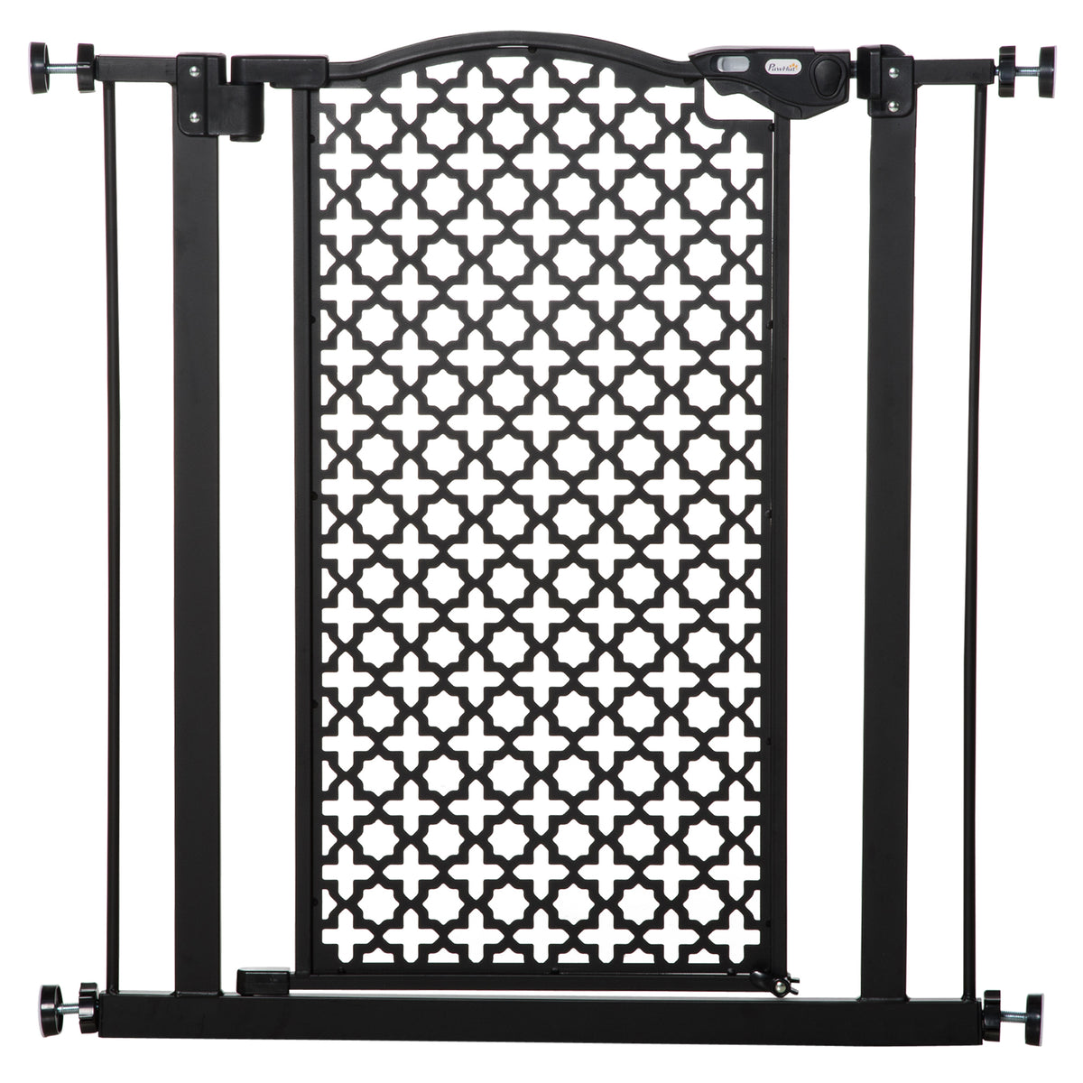 Barreira de Segurança para Cães Animais de Estimação para Portas Escadas Corredores 74-80cm com Porta e Fechadura Automática Aço Preto — foto 1