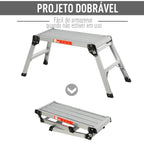 Plataforma de Trabalho de Liga de Alumínio Plataforma de Trabalho Dobrável com Pés Antiderrapantes 113x41x48,5cm Prata — foto 5