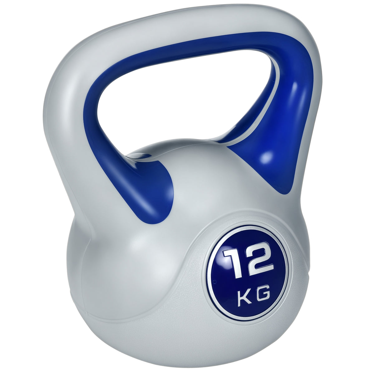Kettlebell 12 kg Peso Russo com Revestimento de PU e Enchimento de Areia para Treinamento em Casa Ginásio 24x17x28 cm Azul Marrinho e Cinza — foto 1