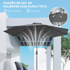 Chapéu de Sol de Jardim Ø295x250cm com Manivela Chapéu de Sol Exterior com Mecanismo de Inclinação e Mastro Desmontável de Metal para Terraço Piscina Pátio Cinza Escuro — foto 8