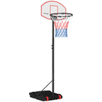 Tabela de Basquetebol para Exterior com Alvo de Dardos Tabela de Basquetebol Portátil com Ajustável 210-247 cm Rodas Base Rellenável para Adolescentes e Adultos Preto — foto 1