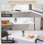 Mesa Dobrável de Parede Mesa Auxiliar Suspensa para Cozinha Sala de Jantar 60x40x20cm Branco — foto 5