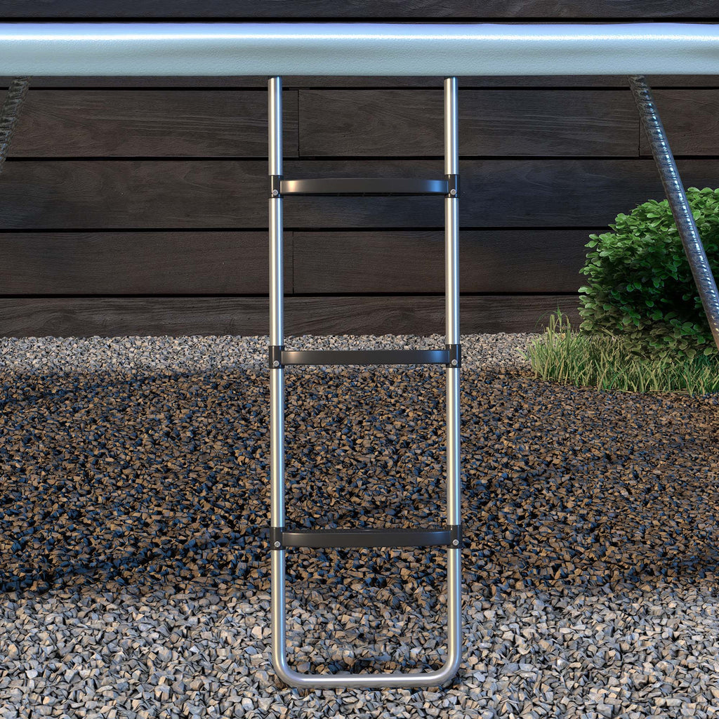 Escada para Trampolim de Aço Escada para Trampolim de 3 ou 2 Degraus com Degraus Largos e 2 Ganchos Capacidade 120 kg 110x32 cm Prata — foto 7