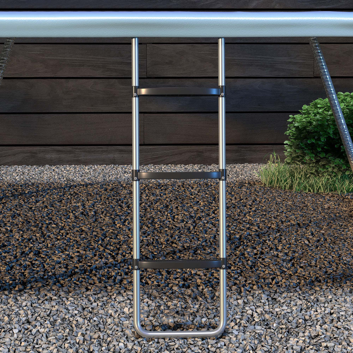 Escada para Trampolim de Aço Escada para Trampolim de 3 ou 2 Degraus com Degraus Largos e 2 Ganchos Capacidade 120 kg 110x32 cm Prata — foto 7