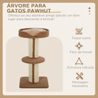 Arranhador para Gatos Altura 91 cm Arranhador para Gatos de 3 Níveis com Ninho Plataforma e Poste de Sisal 45x45x91 cm Marrom Claro — foto 4
