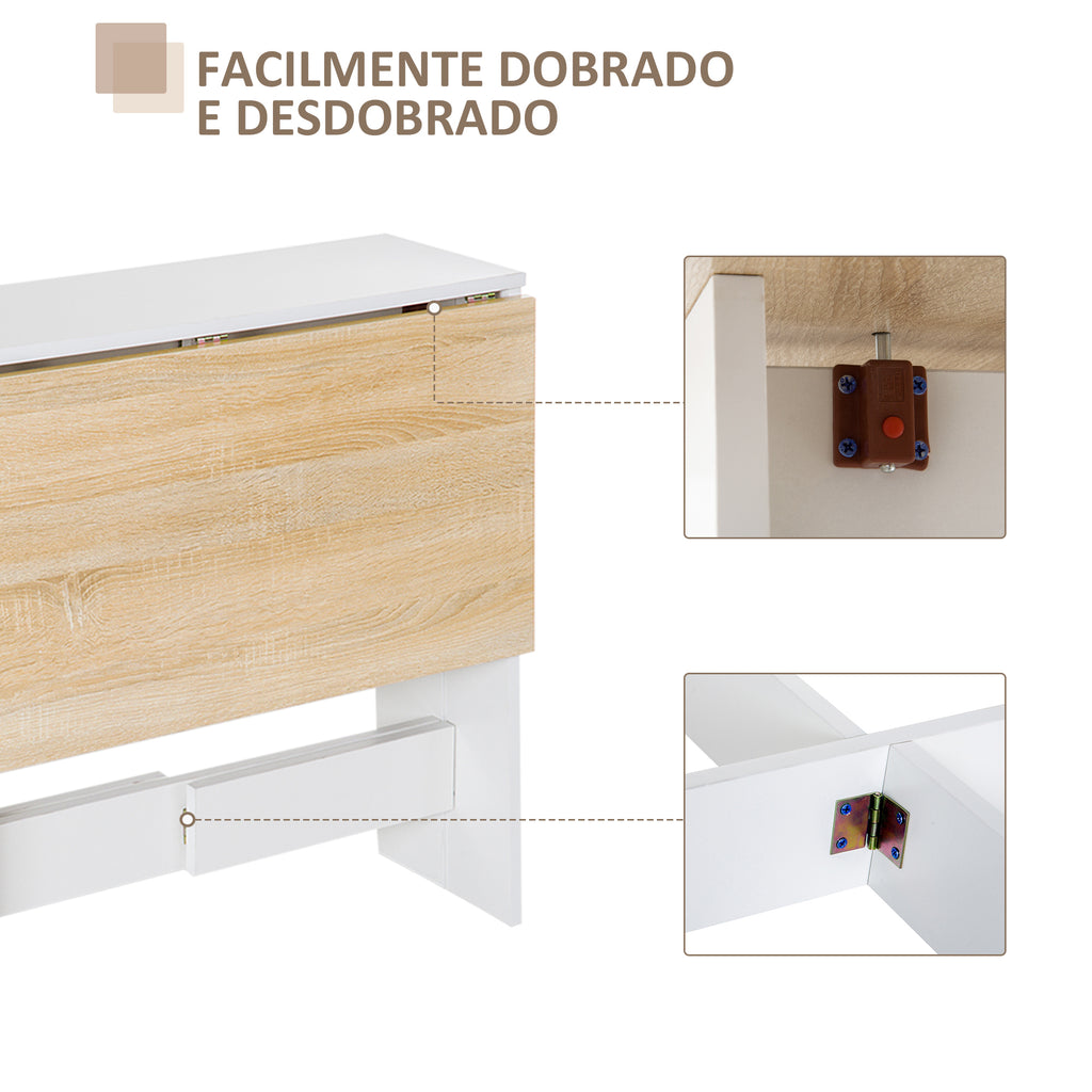 Mesa Sala de Jantar Dobrável Mesa Auxiliar de Cozinha com Laterais Dobráveis para Poupar Espaço Desenho Moderno 103x76x73,5 cm Madeira e Branco — foto 4