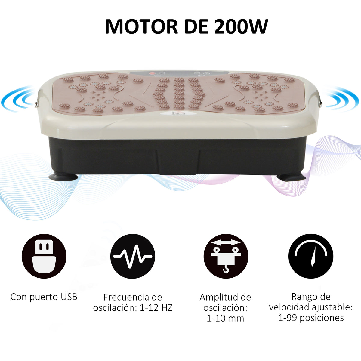 Plataforma de Vibração com 2 Bandas Elásticas para Treinamento de Fitness 200 W com Controle Remoto e Carga 120 kg — foto 5